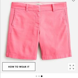 NWT J. Crew Dark Flamingo 7” Chino Shorts